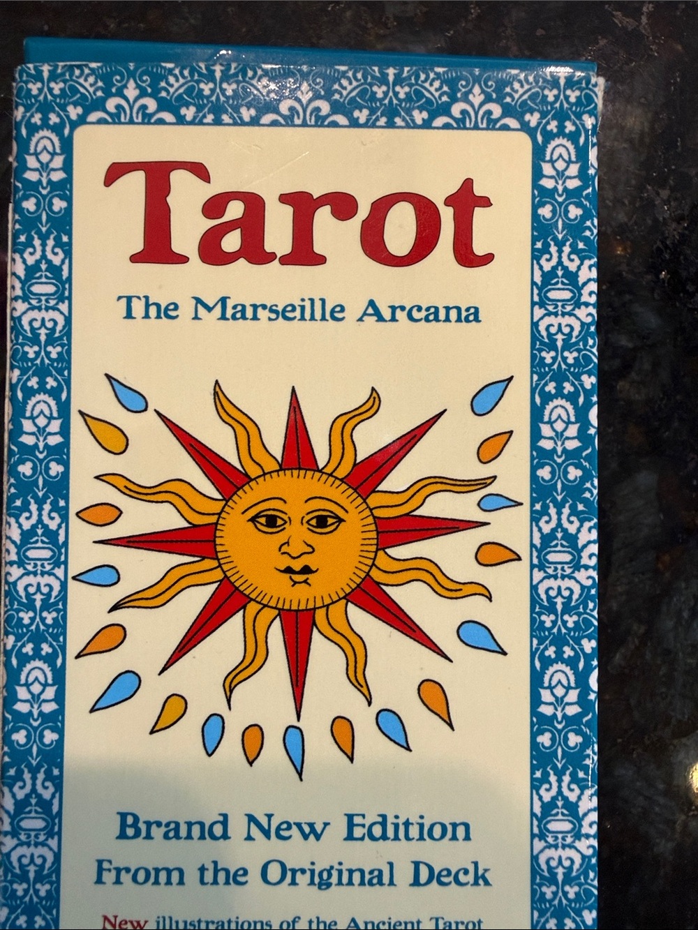 Tarot The Marseille Arcana - Sun Illustration - Blue & Red